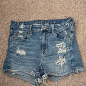 American Eagle Outfitters Distressed Blue Ripped Denim Cutoff Shorts